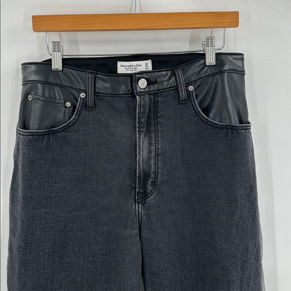 Abercrombie & Fitch Mixed Fabric The Ankle Straight Ultra High Rise Jeans 14XL - Picture 5 of 9